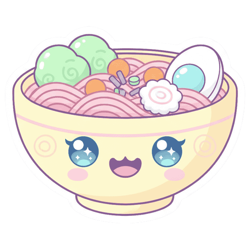 A ramen bowl with a happy face — Kawaii sticker