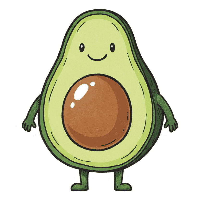 A smiling avocado character — Hand-drawn sticker
